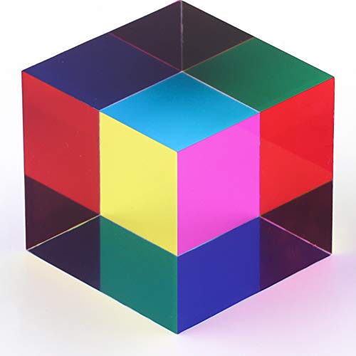 ZhuoChiMall CMY Color Cube, 1.6 inch (40mm) CMYcube Acrylic Prism for Home or Office Desktop Decoration, Science Learning Toys Educational Gifts for Kids - 40mm