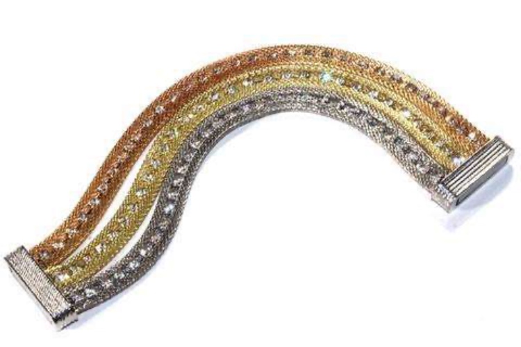 Rope Style Dazzling Cocktail Bracelet - Gold/Copper/Silver / 7.5 / Magnetic Clasp