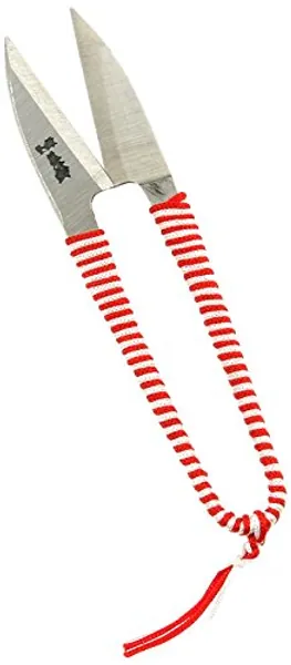 Kotobuki Traditional Japanese Thread Scissors, Red and White Wrapped Handle - 