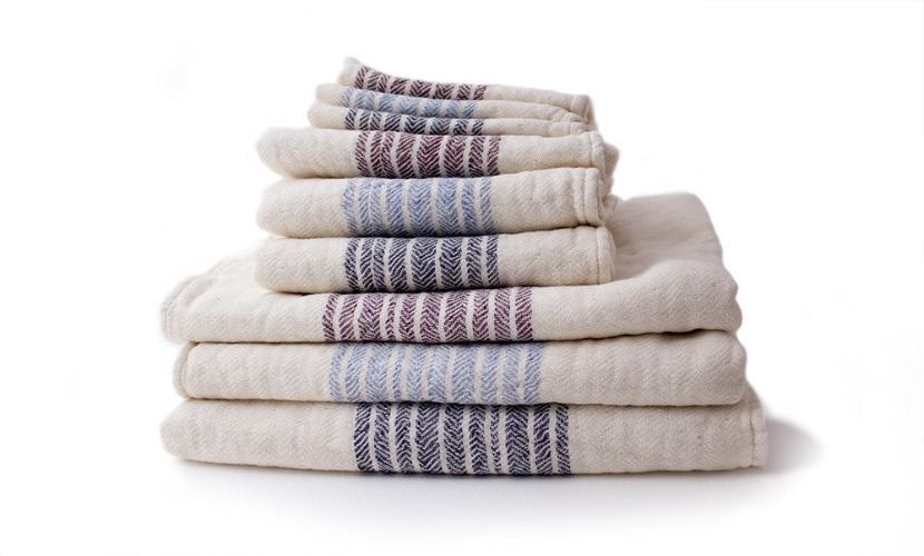 Kontex Flax Towels - Hand Towel Grey Stripe