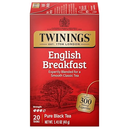 Twinings English Breakfast Black Tea Individually Wrapped Bags, 20 Count (Pack of 6), Flavourful, Robust, Caffeinated, Enjoy Hot or Iced | Packaging May Vary - English Breakfast - 20 Count (Pack of 6)