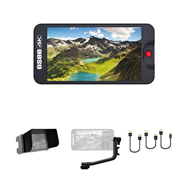 osee T5 5.5 Inch DSLR Mirrorless 3D Lut Camera Field Monitor Kit 1920x1080 IPS FHD 4K HDMI in Including HDMI Cables Tilt Arm and Sunshade(Battery Not Included)
