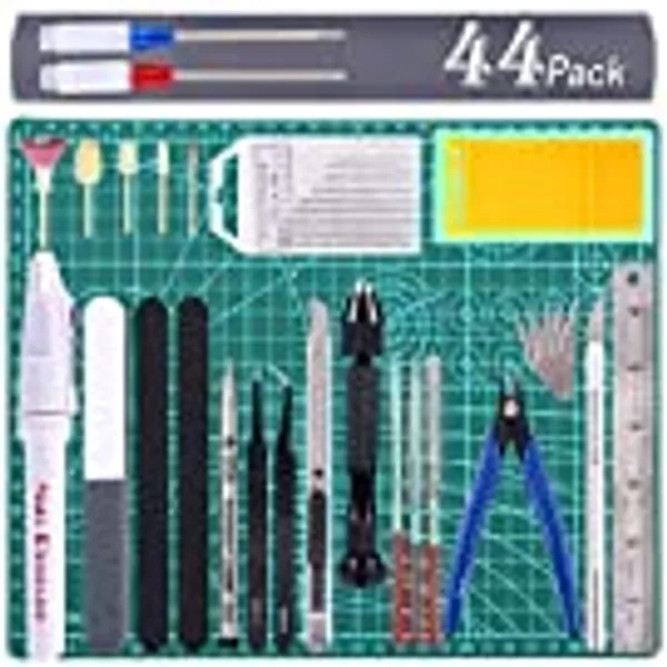 44Pcs Gundam Model Tools Kit Gunpla Tool Model Hobby Tool Kits Bandai Tool Gundam Modeler Basic Tools for Hobby Model Building Making Assembling
