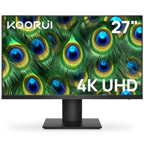 KOORUI 4K Monitor 27 inch 3840 X 2160 UHD Gaming Monitor, IPS with VESA, AdaptiveSync, HDR10, 90% DCI-P3, HDMI, DisplayPort Computer Monitor, Black, N07 - 27inch 4K