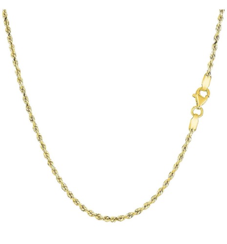 Italian 14K Yellow Gold 1.5MM Diamond Cut Rope Chain 16-24 Inch - 16