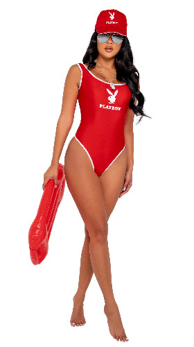 Roma PB129 - 3PC Playboy Beach Patrol Costume - Large / Red/White