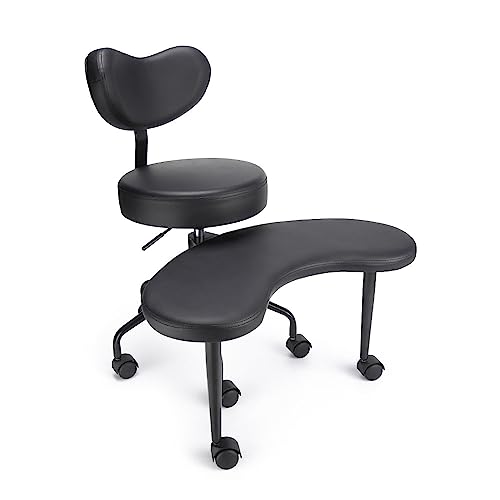 Pipersong Meditation Chair, ADHD Chair, Cross Legged Office Chair with Wheels, Criss Cross Desk Chair with Lumbar Support and Adjustable Stool, Flexible Design for Fidgety Sitters, Black - Black - 15" Seat