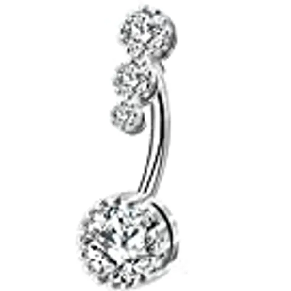 OUFER 316L Surgical Steel Belly Button Rings Clear CZ Navel Rings Belly Rings Belly Piercing for Women