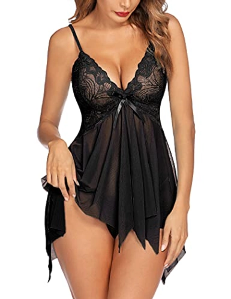 Avidlove Lingerie for Women Lace Babydoll Sleepwear Boudoir Outfits Plus Size Langeray XS-5XL