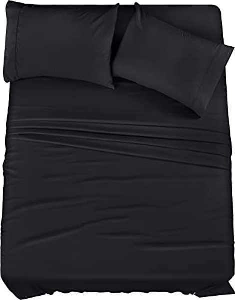 Utopia Bedding Queen Bed Sheets Set - 4 Piece Bedding - Brushed Microfiber - Shrinkage and Fade Resistant - Easy Care (Queen, Black)