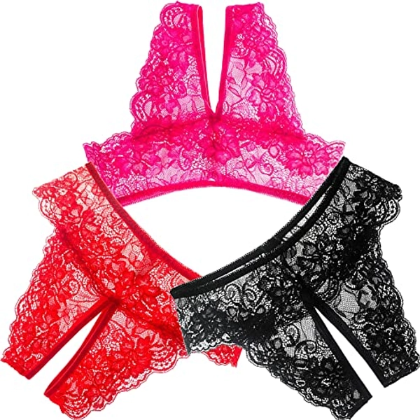 Alingdaundwr Sexy Panties for Women Lace Briefs Hollow Out Stretch Underwear Thongs Multipack Underpant