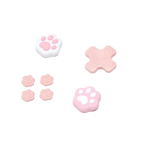GeekShare Silicone Cat Paw Button Caps Thumb Grips Set, Joystick Cover Caps Compatible with Nintendo Switch/OLED - Pink