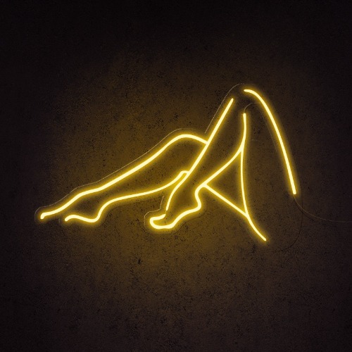Female Legs Silhouette Neon Sign | Yellow / 29.5” (75cm) / No