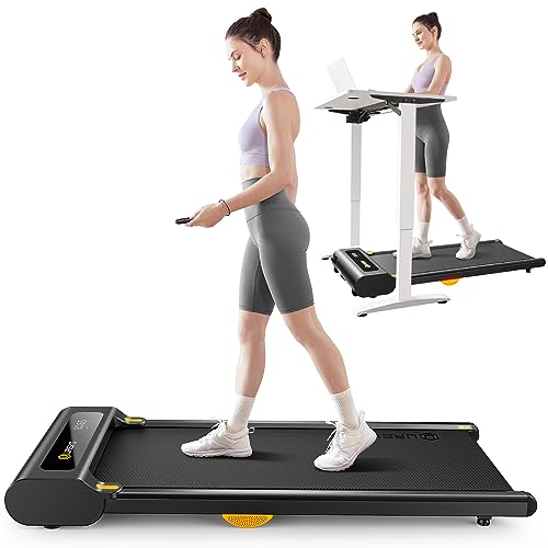 UREVO Under Desk Treadmill, Portable Walking Pad for Home/Office, Space Saving Desk Treadmill for Walking Jogging with Remote Control LED Display - Black - 125D x 50W