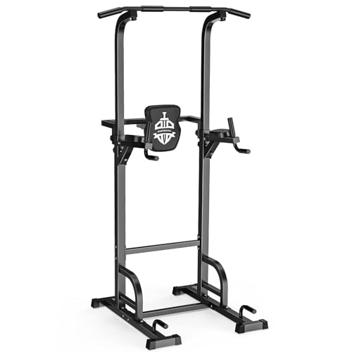 Sportsroyals Power Tower Pull Up Dip Station Assistive Trainer Multi-Function Home Gym Strength Training Fitness Equipment 440LBS - Black-01