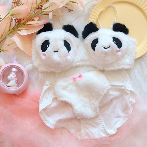 Fuzzy Panda Lingerie Set - M