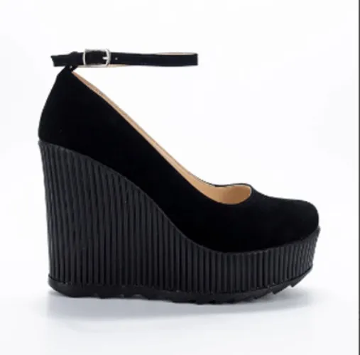 Suede wedge heel
