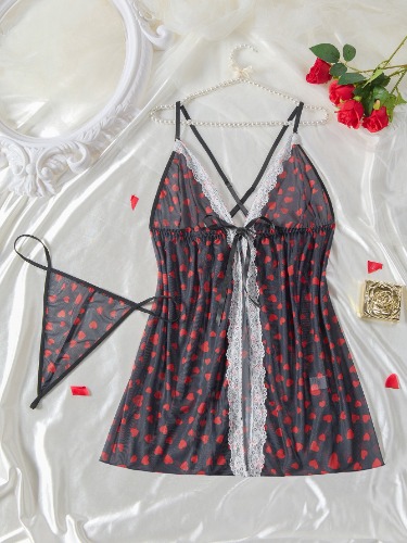 Plus Size Seduction Lace Lingerie Set for Women - 2XL / Black