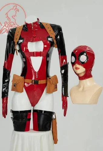 Super Hero Derivative Sexy Lingerie Set Bodysuit and Belt with Waist Bag and Headgear