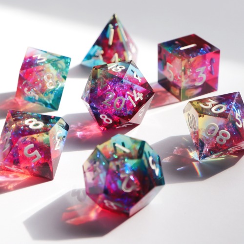 Prismatic Soul - handmade sharp edge 7 piece dice set | 7 piece set