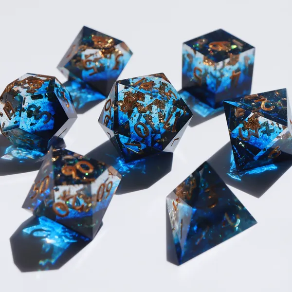 Sacred Flame - handmade sharp edge 7 piece dice set | Default Title