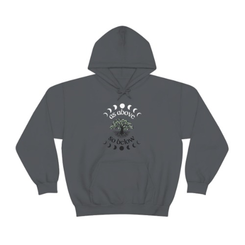 As Above So Below Witchy and Pagan Aesthetic Hoodie - Charcoal / 2XL