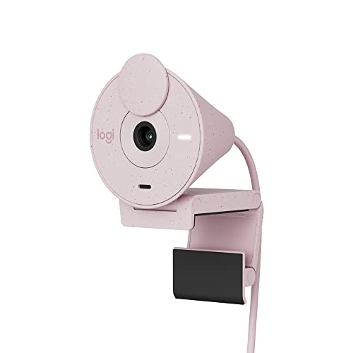 Logitech Brio 300 Full HD Webcam with Privacy Shutter, Noise Reduction Microphone, USB-C, Ceritified for Zoom, Microsoft Teams, Google Meet, Auto Light Correction - Rose