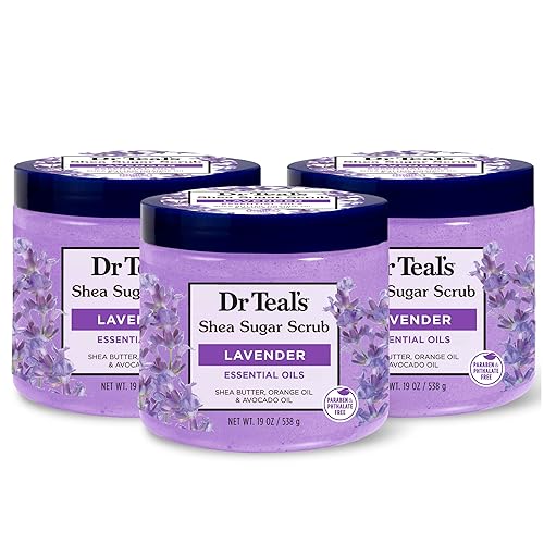 Dr Teal's Shea Sugar Scrub, Lavender Essential Oils, 19 oz (Pack of 3) - Lavender - 19 Ounce (Pack of 3)
