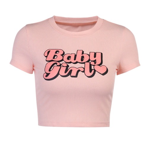 Baby Girl Barbie Doll Crop Top - M / Pink (Short sleeve)