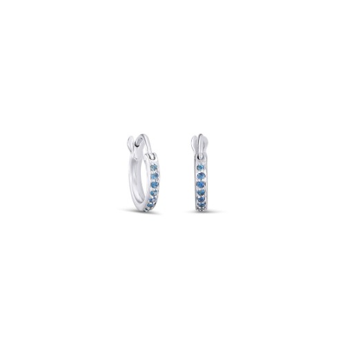 Sapphire Huggie Earrings - 14K White Gold