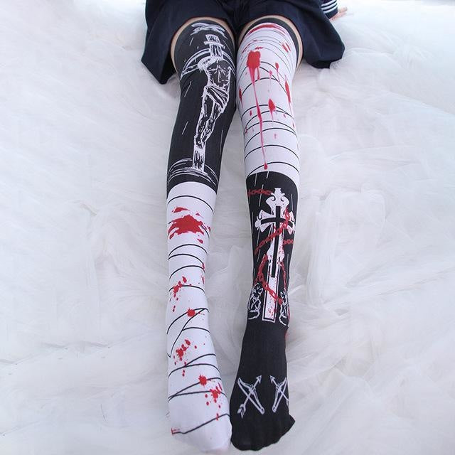 Spooky Cute Stockings - Bloody Cross Stockings