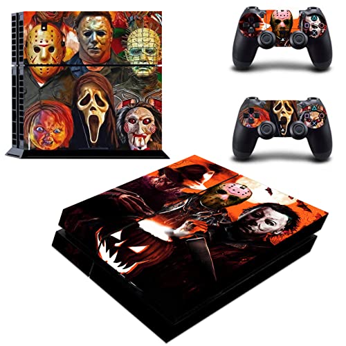 Vanknight Vinyl Decal Skin Stickers Cover Set Horror Skin for Regular PS4 Console Controllers Halloween Ghost Jason Michael - for Regular PS4
