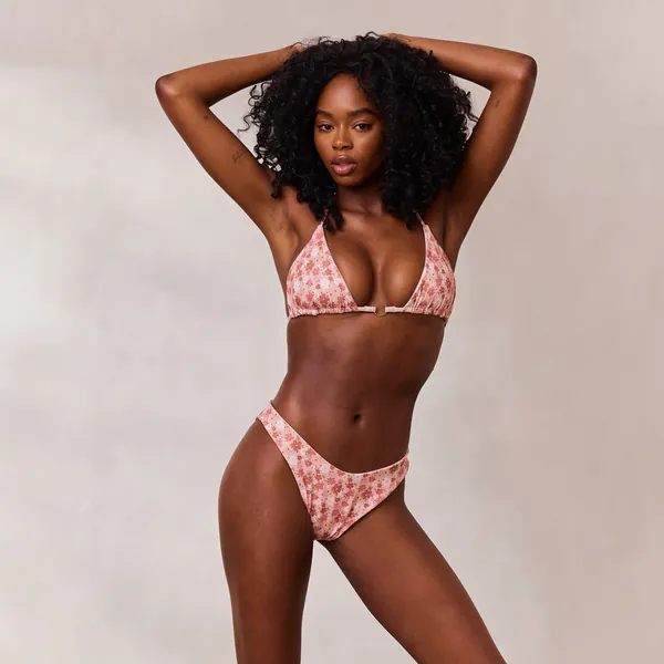 Reversible Triangle Bikini Top - Pink/Floral | S