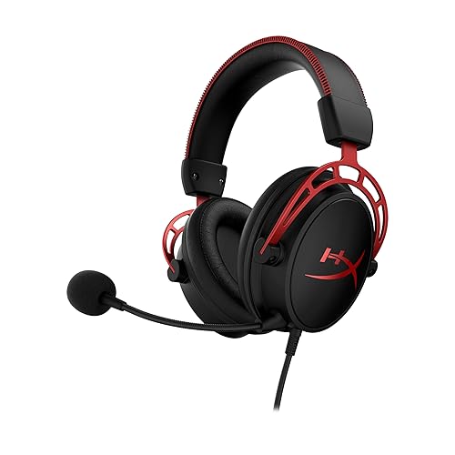 HyperX Cloud Alpha - Gaming Headset, Dual Chamber Drivers, Legendary Comfort, Aluminum Frame, Detachable Microphone, Works on PC, PS4, PS5, Xbox One/ Series X|S, Nintendo Switch and Mobile – Red - Wired - Red