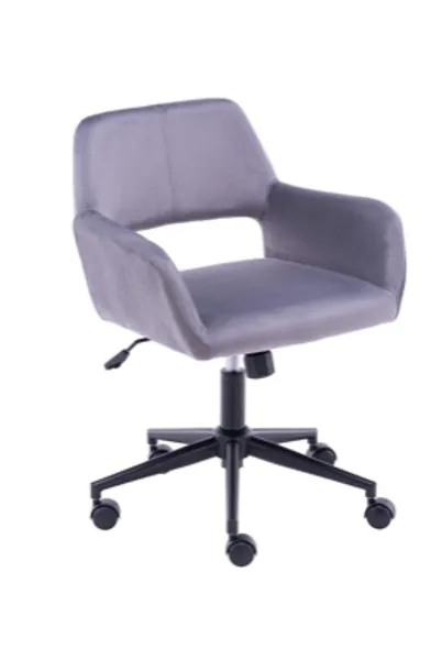 Velvet Chair, Home Office Chair, Cute Ergonomic Desk Computer Chair, Task Swivel Chair with Arms, Comfy Upholstered Make Up Decorative Chair with Metal Base Wheels Height Adjustable Swivel (Grey B)