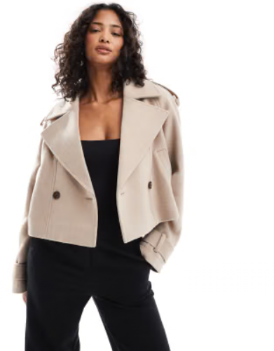 ASOS DESIGN cropped formal trench coat in mushroom | ASOS