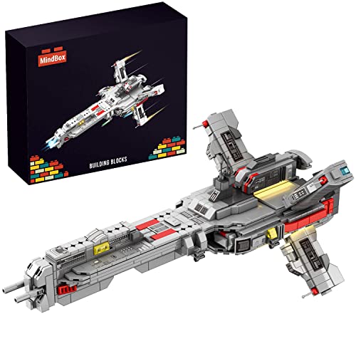 MINDBOX Star Space Warship Building Set with LED，Space Fighter Cruiser Building Toy Set,Space Wars Shuttle Model, Boys and Girls Ages 8+（1186PCS） - Gray