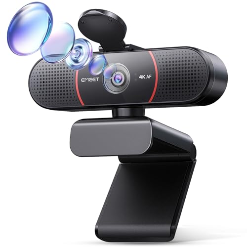 EMEET C960 4K Webcam for PC, 4K UHD Sony Sensor, TOF Auto Focus, Dual AI Noise-Cancelling Mics, Auto Light Correction, 66° FOV, Plug&Play Webcam w/Privacy Cover, Works w/Zoom/Teams/Skype/Google Meet - 4K Webcam