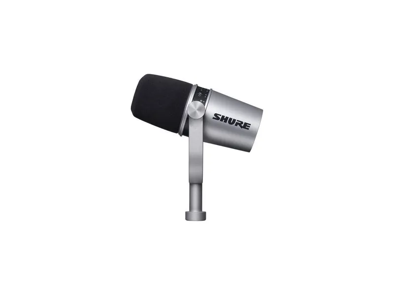 Shure MV7 Podcast Microphone (Silver) for Podcasting, Home Recording and Gaming - As Shown