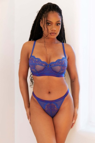 Zweifarbiges Blossom Balcony BH (Set) - Blau | 85 / DD