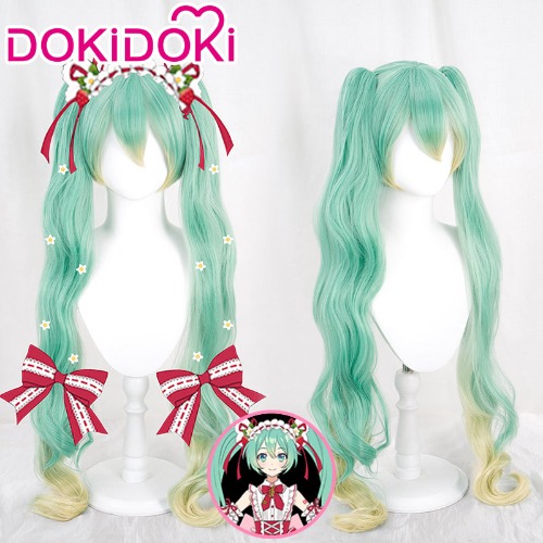 DokiDoki VOCALOID Hatsune Miku Cosplay Costume  Wig Long Curly Green wig Strawberry  15th anniversary | Hatsune Miku-PRESALE