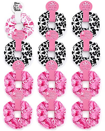 CiyvoLyeen Let's Go Girls Hair Scrunchies Western Cow Print Elastic Ties Ropes Disco Cowgirl Ponytail Holder Bachelorette Favors Party Gifts Bride Bridesmaid Wedding Supplies Decorations 12 PCS - cowgirl print