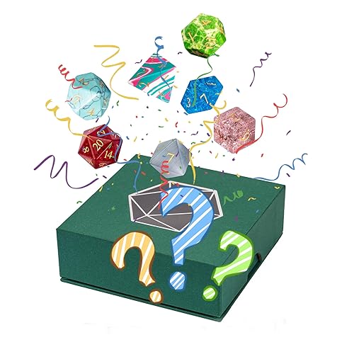 UDIXI Mystery Dice DND Dice Set, 7PCS Gemstone Dice with Gift Case Glass D&D Polyhedral Dice for Dungeons and Dragons Role Playing Game MTG and Other Tabletop Games,DND Gifts - Mystery Gems Dice