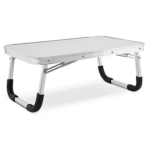 SA Products Folding Camping Table - Lightweight & Strong Aluminium Frame - 30KG Max Capacity - Portable Folding Side Table For Outdoor Picnic, Gardenin - 60x40x27cm, (2ft White) - 2ft White