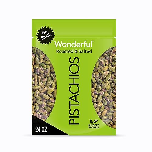 Wonderful Pistachios No Shells, Roasted & Salted Nuts, 24 Ounce Resealable Bag, Protein Snacks, Gluten Free, Healthy Snack - Roasted & Salted - 24 Ounce (Pack of 1)