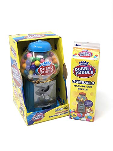 Original Dubble Bubble Gumball Machine Bundle with 1 Gumball Refill (454g) (Blue) - Blue