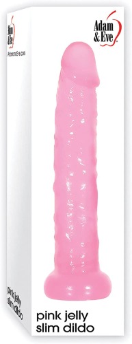 Adam & Eve Jelly Slim Dildo, Pink | 6” Long, 5.5” Insertable, 1” Wide | Realistic and Waterproof Anal Dildo | Compatible with Water Based Lube - Pink 1 Count (Pack of 1)