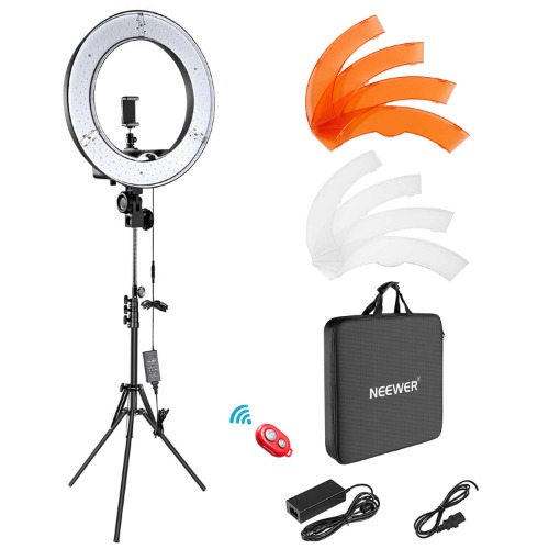 NEEWER Ring Light Kit: 18"/48cm Outer 55W 5500K Dimmable LED Ring Light, Light Stand, Carrying Bag for Camera, Smartphone, YouTube, TikTok, Self Portrait Shooting, Black