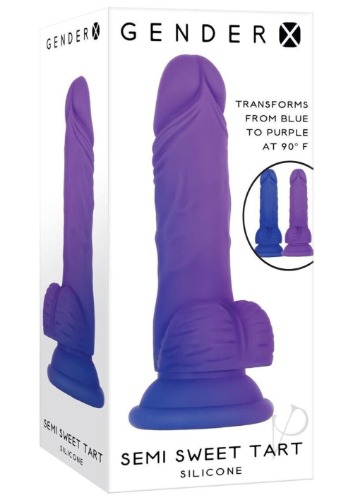 Evolved Novelties - Gender X - Semi Sweet Tart - Color Changing Silicone Dildo - Blue to Purple