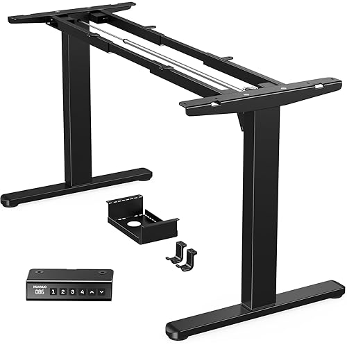 HUANUO Marco para Escritorio, Patas Eléctricas con Motor Sin Escobillas, Marco Ajustable en Altura con Capacidad de 100 kg para Superficies de 110 x 180 cm, Solo Marco - Negro